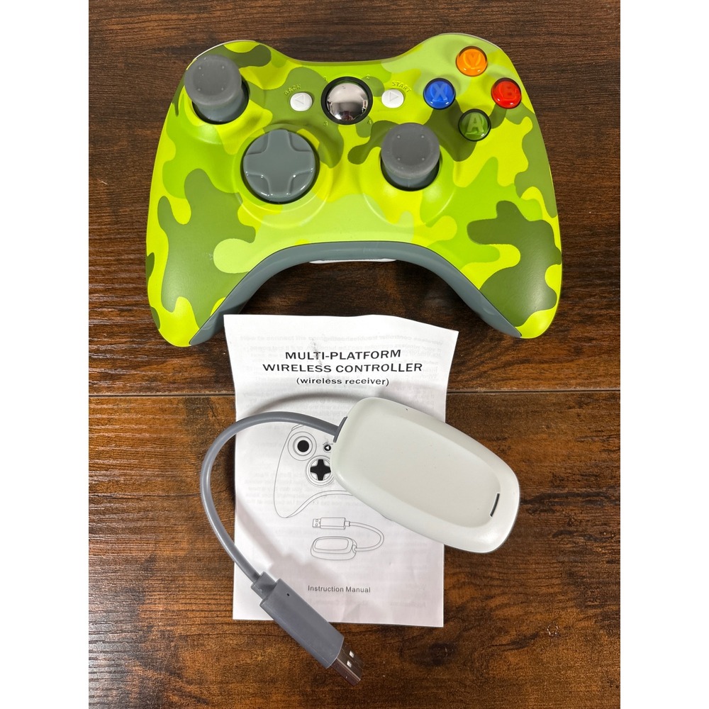 Multi-Platform‎ Wireless Controller Green Camo Gamepad with USB Receiver Manual